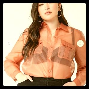 Plus Size oraganza collared shirt 🧡